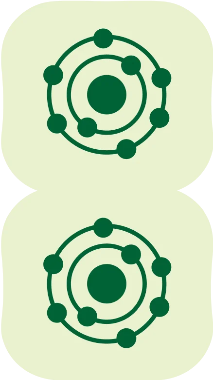 Molecule icon representing antioxidants in matcha (EGCG)