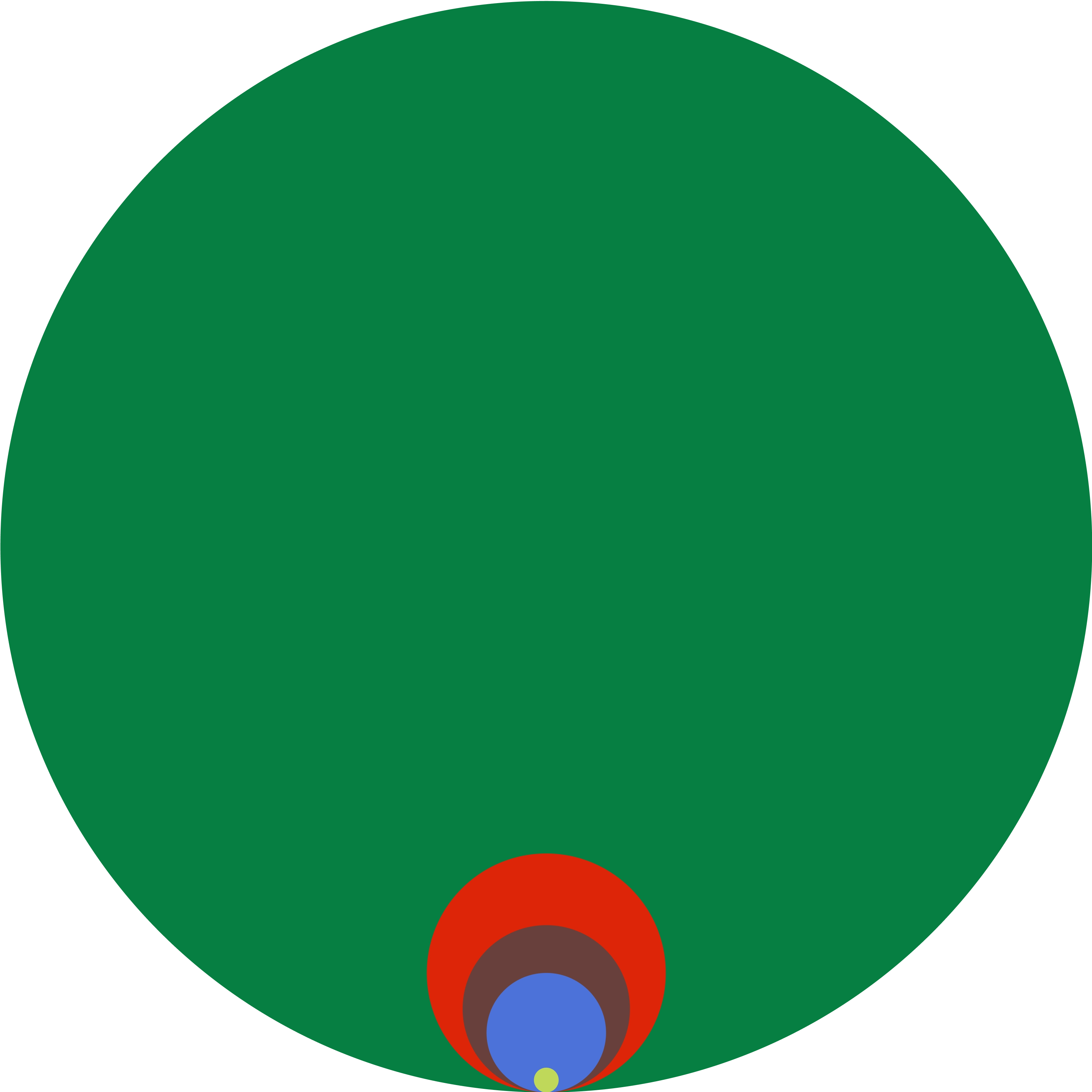 Abstract infographic with a large green circle and smaller colored circles stacked at the bottom, visually representing matcha’s antioxidant dominance compared