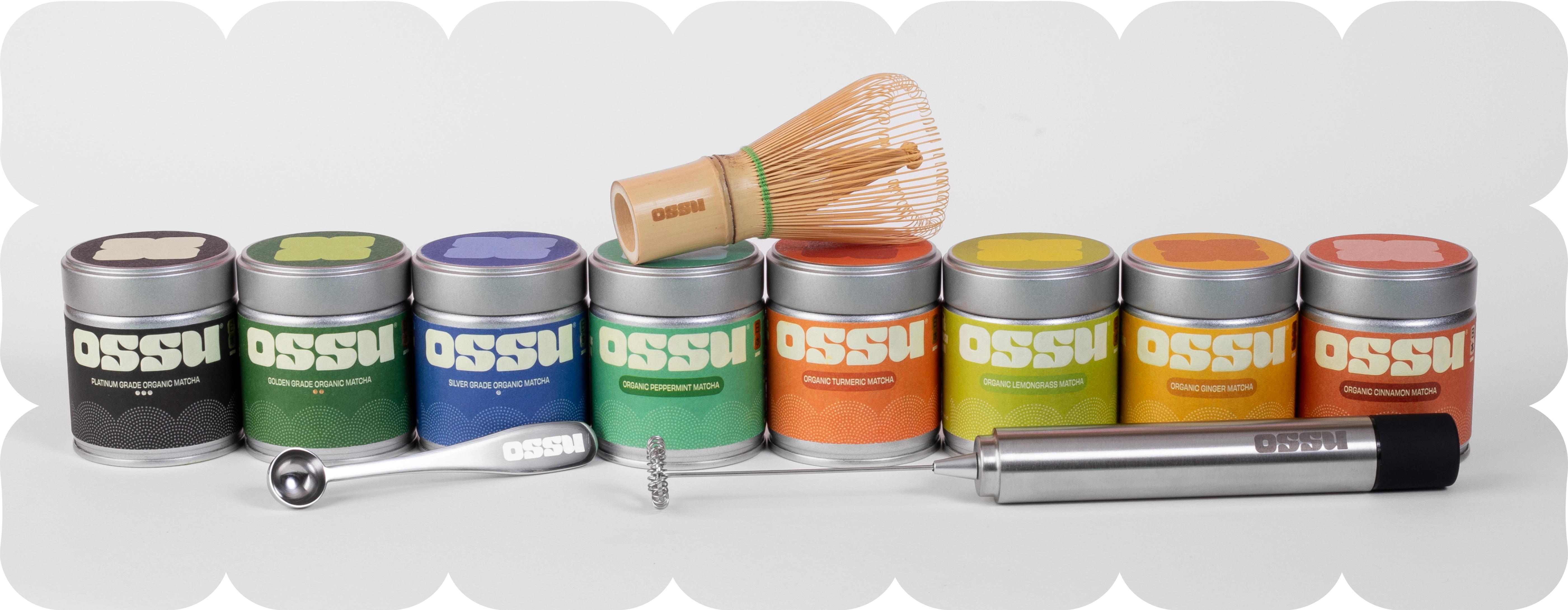 Full OSSU matcha range lined up